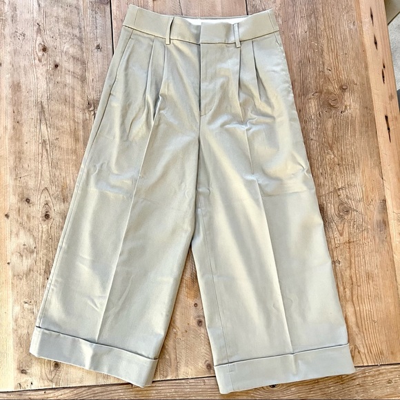 J. Crew Pants - J. Crew Cropped Pleated Wide Leg Twill Chino Pants Size 10